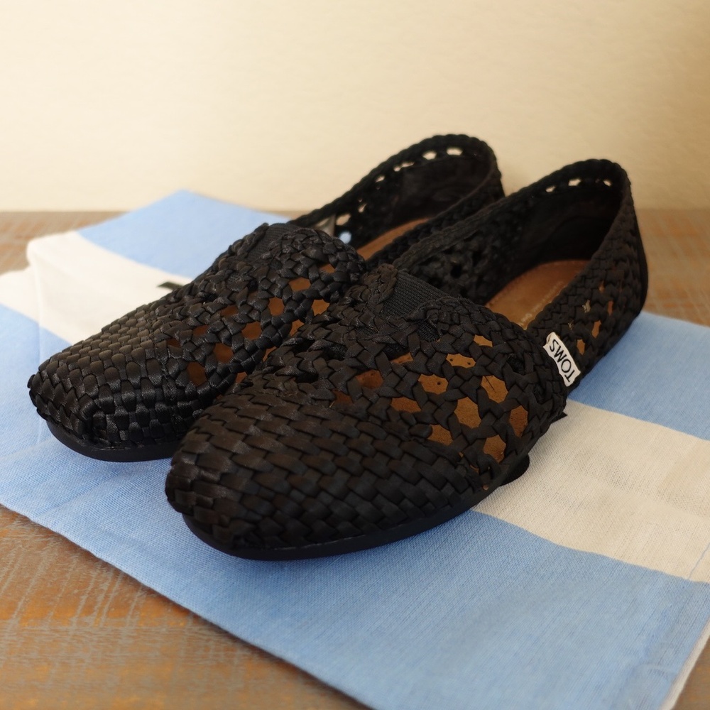 NEW TOMS Black Satin Woven